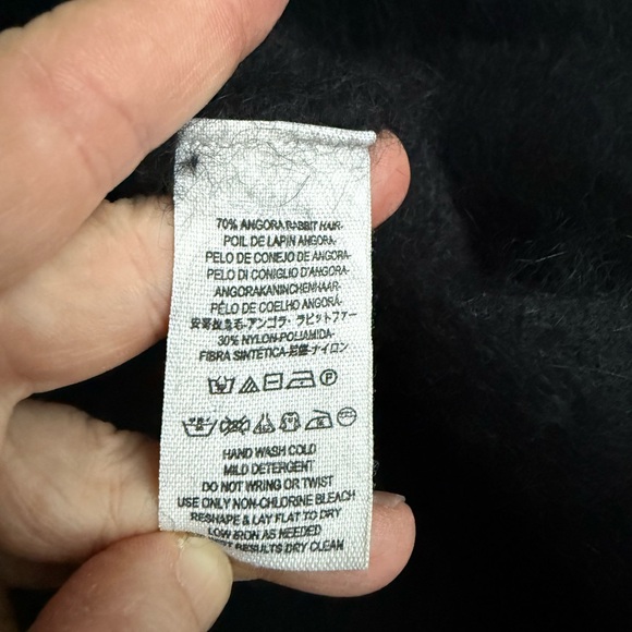 Free People Black Angora Rabbit Fur Flare Sleeve Scoop Back Sweater Soft - Picture 6 of 6